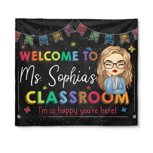 Bienvenue dans ma classe - Tapisserie personnalisée pour enseignant - Cadeau pour enseignant