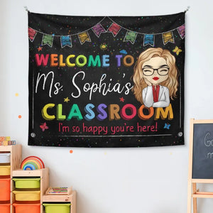 Bienvenue dans ma classe - Tapisserie personnalisée pour enseignant - Cadeau pour enseignant