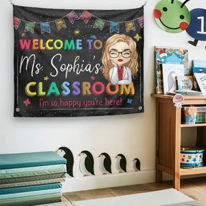 Bienvenue dans ma classe - Tapisserie personnalisée pour enseignant - Cadeau pour enseignant