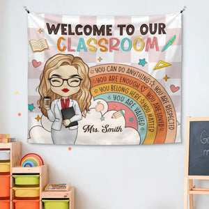 Bienvenue dans notre salle de classe - Tapisserie personnalisée pour enseignant - Cadeau pour enseignant