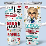 The Heart Of Healthcare - Nurse Personalized Custom 40 Oz Stainless Steel Tumbler With Handle - Appreciation, Thank You Gift, Nurse Life