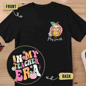 Enseigner, c'est apprendre deux fois plus - T-shirt unisexe personnalisé imprimé recto verso - Cadeau pour enseignant