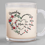 First Mom Now Grandma - Family Personalized Custom Glass Mug - Gift For Mom, Grandma