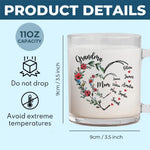 First Mom Now Grandma - Family Personalized Custom Glass Mug - Gift For Mom, Grandma