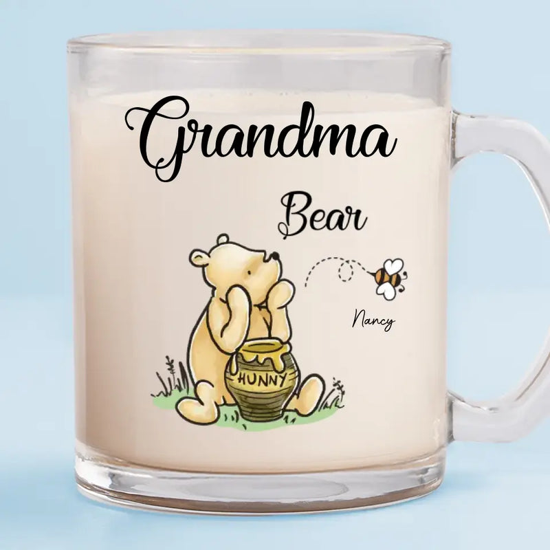 Grandma To Bee - Family Personalized Custom Glass Mug - Gift For Grandma