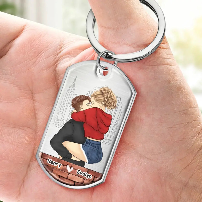 With You, Every Moment Is A Fairytale - Couple Personalized Custom Keychain - Gift For Husband Wife, Anniversary