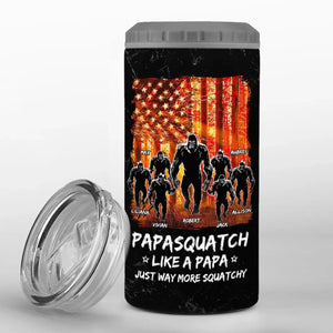 Papa Bigfoot, protecteur de la nature - Gobelet isotherme 4 en 1 personnalisé pour la famille - Cadeau pour papa et grand-père