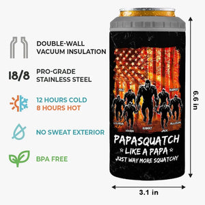 Papa Bigfoot, protecteur de la nature - Gobelet isotherme 4 en 1 personnalisé pour la famille - Cadeau pour papa et grand-père