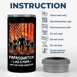 Papa Bigfoot, protecteur de la nature - Gobelet isotherme 4 en 1 personnalisé pour la famille - Cadeau pour papa et grand-père