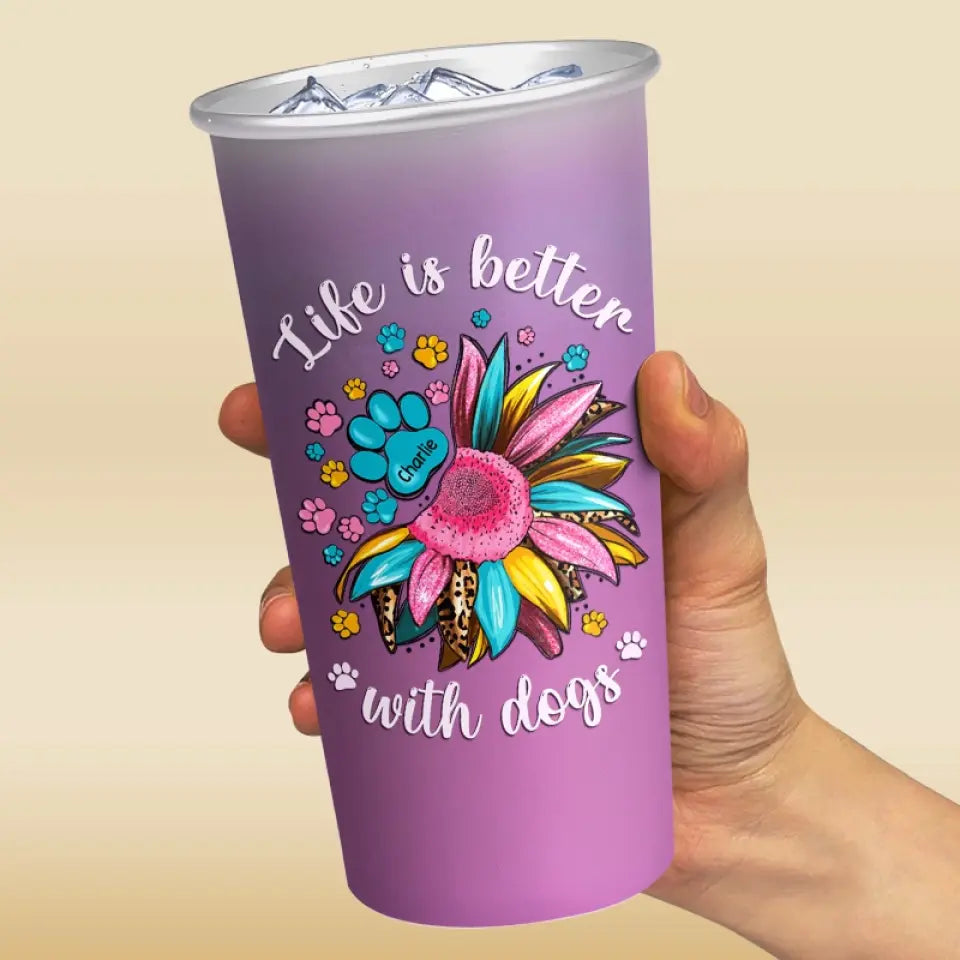 Dogs Leave Pawprints On Our Hearts - Dog Personalized Custom Aluminum Changing Color Cup - Gift For Pet Owners, Pet Lovers