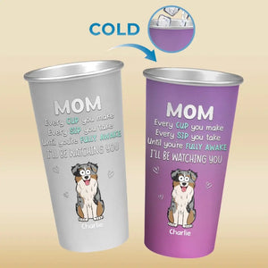 Merci d'avoir ramassé nos crottes - Gobelet personnalisé en aluminium à changement de couleur pour chien - Cadeau pour propriétaires d'animaux et amoureux des animaux