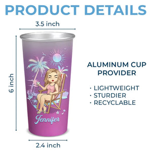 La vie est meilleure à la plage - Tasse personnalisée en aluminium changeant de couleur - Cadeau pour vous-même, vos meilleures amies, vos meilleures amies, vos sœurs