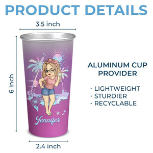 La plage m'appelle et je dois y aller - Tasse personnalisée en aluminium changeant de couleur - Cadeau pour vous-même, vos meilleurs amis, vos meilleures amies, vos sœurs