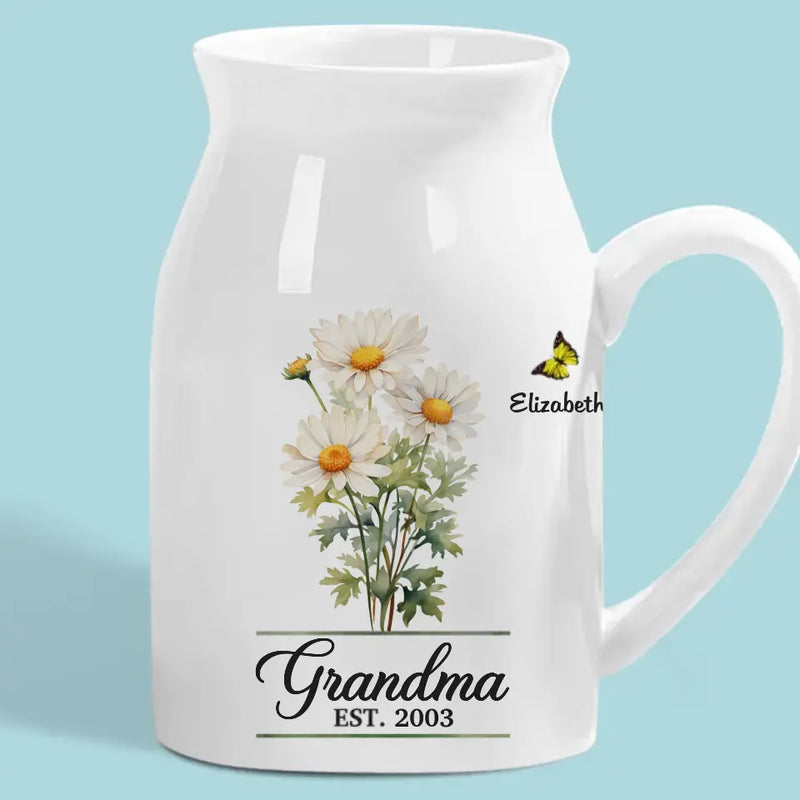 Grandmas Plant Seeds Of Love That Bloom Forever - Family Personalized Custom Home Decor Flower Vase - House Warming Gift For Grandma