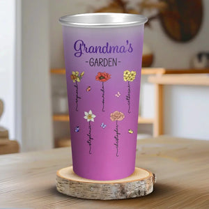 Jardin de grand-mère - Tasse personnalisée en aluminium à changement de couleur - Cadeau pour maman et grand-mère