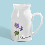 Custom Name Purple Floral Gifts for Women - Personalized Flower Vase