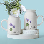 Custom Name Purple Floral Gifts for Women - Personalized Flower Vase