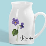 Custom Name Purple Floral Gifts for Women - Personalized Flower Vase