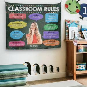 Photo personnalisée : Les meilleurs enseignants enseignent avec le cœur – Tapisserie personnalisée pour enseignant – Cadeau pour enseignant