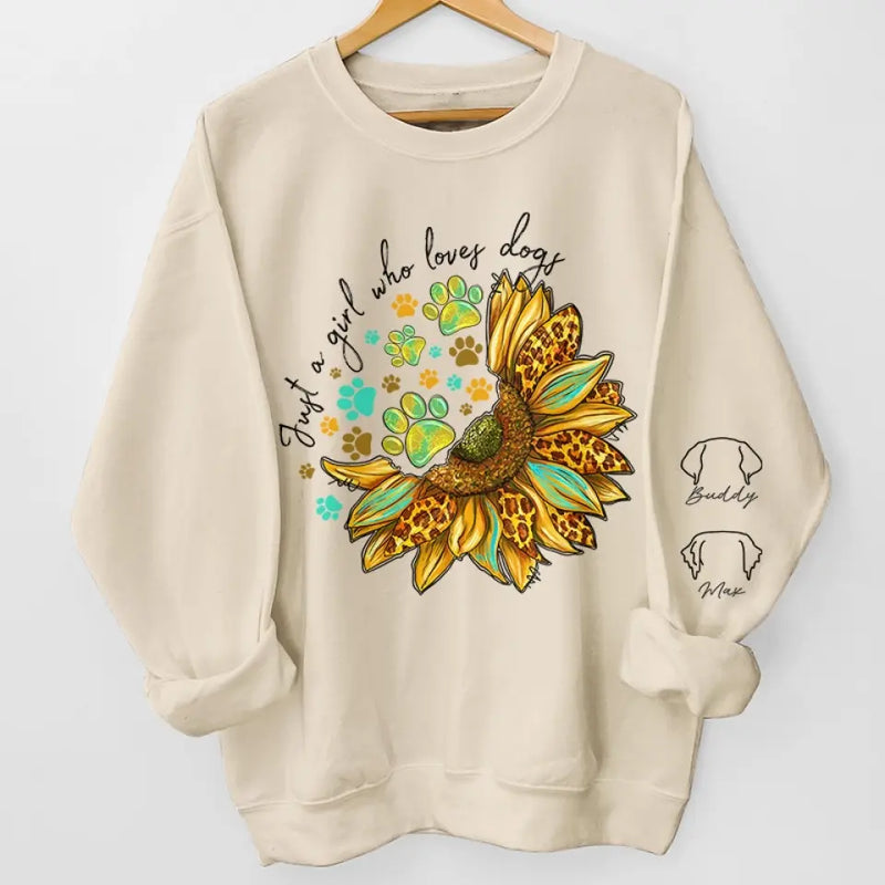 Happiness Starts With A Wet Nose And Ends With A Tail - Dog & Cat Personalized Custom Unisex Sweatshirt With Design On Sleeve - Gift For Dog Lovers, Dog Moms