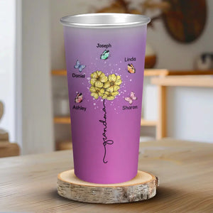Grand-mère remplit votre cœur - Tasse personnalisée en aluminium à couleur changeante - Cadeau pour maman et grand-mère