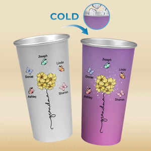 Grand-mère remplit votre cœur - Tasse personnalisée en aluminium à couleur changeante - Cadeau pour maman et grand-mère