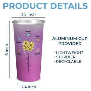 Grand-mère remplit votre cœur - Tasse personnalisée en aluminium à couleur changeante - Cadeau pour maman et grand-mère