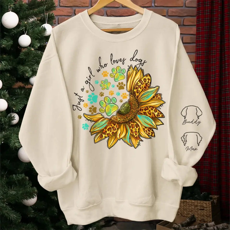 Happiness Starts With A Wet Nose And Ends With A Tail - Dog & Cat Personalized Custom Unisex Sweatshirt With Design On Sleeve - Gift For Dog Lovers, Dog Moms