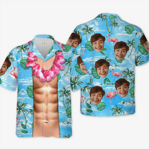 Photo personnalisée « La mer m'appelle et je dois y aller » - T-shirt hawaïen tropical unisexe personnalisé pour la famille - Cadeau de vacances d'été, cadeau pour les membres de la famille