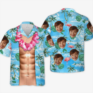 Photo personnalisée « La mer m'appelle et je dois y aller » - T-shirt hawaïen tropical unisexe personnalisé pour la famille - Cadeau de vacances d'été, cadeau pour les membres de la famille