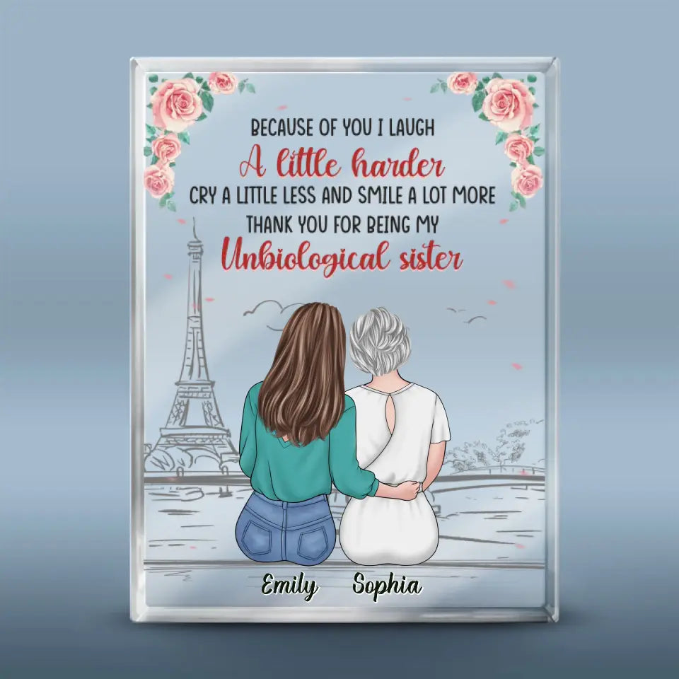 Thank You For Being My Sister - Bestie Personalized Custom Rectangle Shaped Acrylic Plaque - Gift For Best Friends, BFF, Sisters