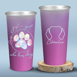 Juste une fille qui aime les animaux - Tasse personnalisée en aluminium changeant de couleur pour chien et chat - Cadeau pour les propriétaires et les amoureux des animaux