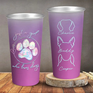Juste une fille qui aime les animaux - Tasse personnalisée en aluminium changeant de couleur pour chien et chat - Cadeau pour les propriétaires et les amoureux des animaux