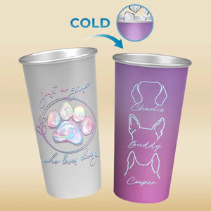 Juste une fille qui aime les animaux - Tasse personnalisée en aluminium changeant de couleur pour chien et chat - Cadeau pour les propriétaires et les amoureux des animaux