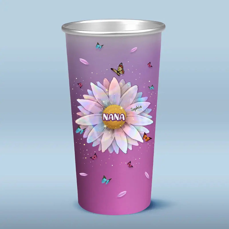 To The World You Are A Grandma But To Us You Are The World - Family Personalized Custom Aluminum Changing Color Cup - Gift For Mom, Grandma