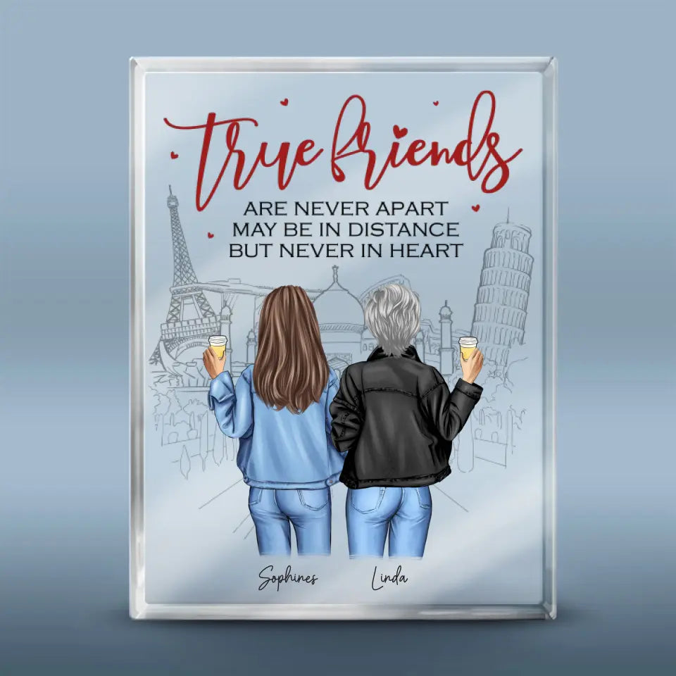 Best Friends Make The Hard Times Easier - Bestie Personalized Custom Rectangle Shaped Acrylic Plaque - Gift For Best Friends, BFF, Sisters