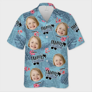 Photo personnalisée L'été a été notre meilleure saison - Chemise hawaïenne tropicale unisexe personnalisée pour la famille - Cadeau de vacances d'été, cadeau pour les membres de la famille
