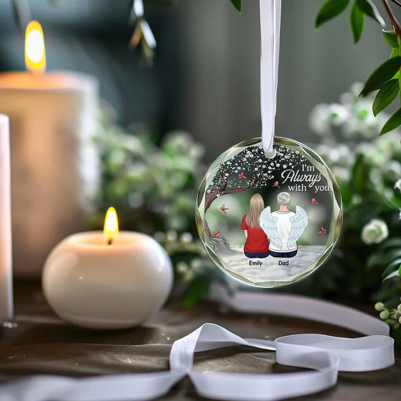 Your Life Was A Blessing, Your Memory A Treasure - Memorial Personalized Custom Circle Glass Ornament - Sympathy Gift For Dad, Daughter