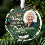Custom Photo Loving You Forever - Memorial Personalized Custom Circle Glass Ornament - Sympathy Gift For Family Members