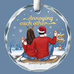 Custom Name Annoying Each Other Christmas Gifts for Couples - Personalized Glass Ornament