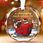 Custom Name Annoying Each Other Christmas Gifts for Couples - Personalized Glass Ornament