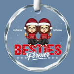 Holiday Hugs To My Best Friend - Bestie Personalized Custom Circle Glass Ornament - Christmas Gift For Sisters, Best Friends, BFF