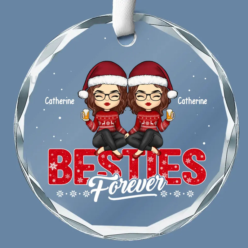 Holiday Hugs To My Best Friend - Bestie Personalized Custom Circle Glass Ornament - Christmas Gift For Sisters, Best Friends, BFF