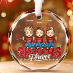 Holiday Hugs To My Best Friend - Bestie Personalized Custom Circle Glass Ornament - Christmas Gift For Sisters, Best Friends, BFF