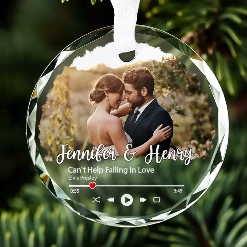 Custom Photo I Want A Love Where We Talk All Night Long - Couple Personalized Custom Circle Glass Ornament - Gift For Husband Wife, Anniversary