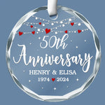 Custom Name 50th Anniversary Gifts for Couples - Personalized Glass Ornament