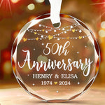 Custom Name 50th Anniversary Gifts for Couples - Personalized Glass Ornament