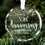 Custom Name 50th Anniversary Gifts for Couples - Personalized Glass Ornament