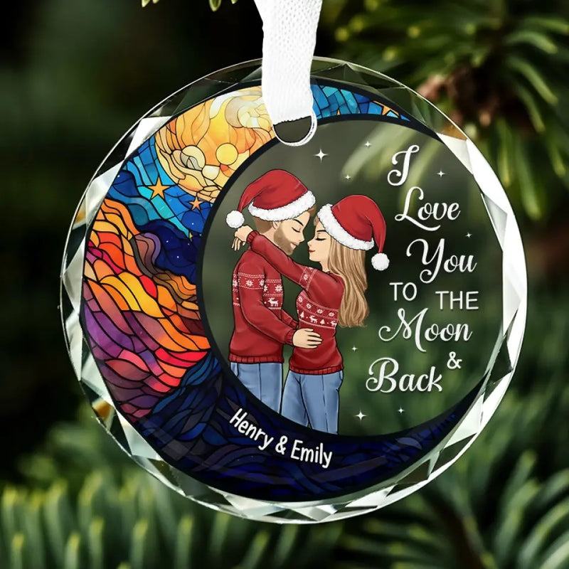I Love You Today, Tomorrow, Forever - Couple Personalized Custom Circle Glass Ornament - Gift For Husband Wife, Anniversary