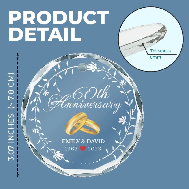 Happy Anniversary To The Love Of My Life - Couple Personalized Custom Circle Glass Ornament - Gift For Husband, Wife, Couple